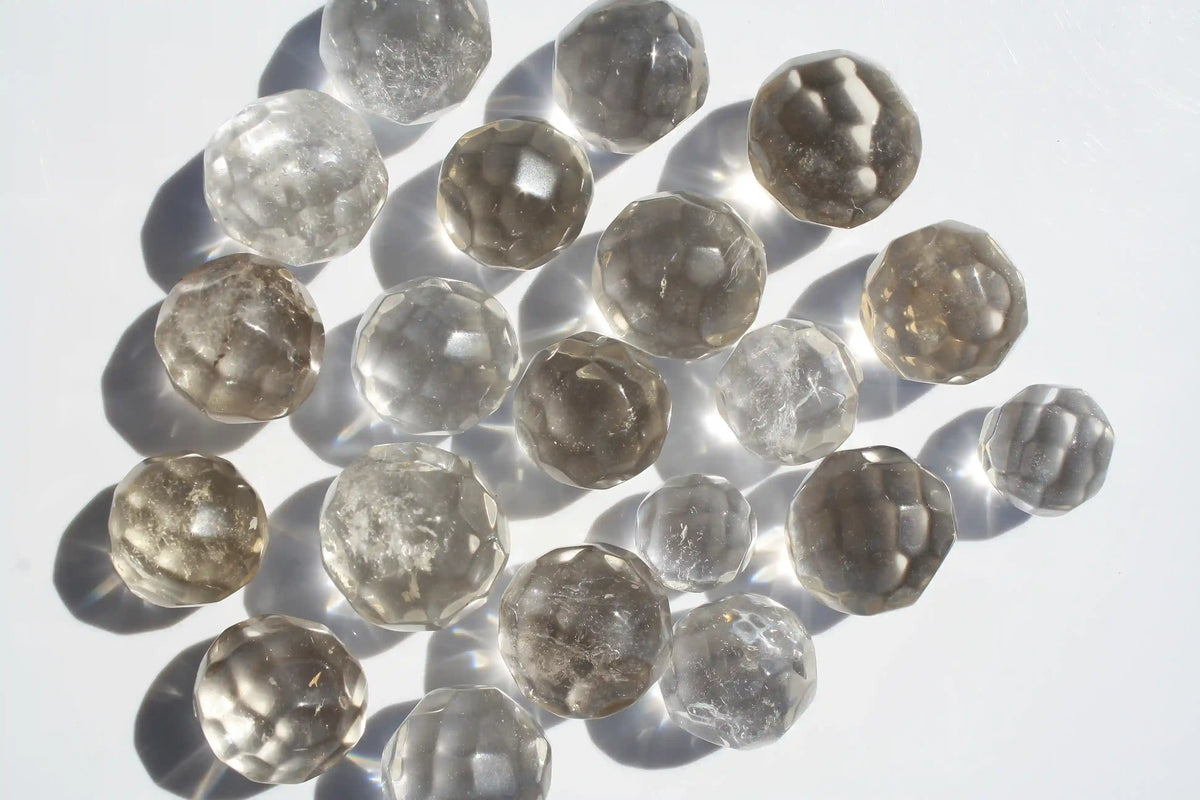 Faceted Lemurian Mini Sphere, crystal sphere, lemurian quartz, lemurian seed quartz, lemurian crystal , polished lemurian 