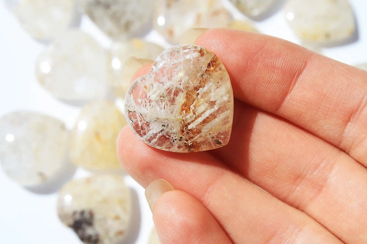 Crystal heart, garden quartz heart, white garden quartz heart, garden quartz heart, Canadian crystal shop