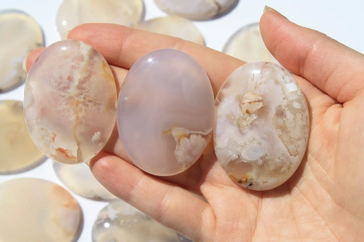 Sakura Flower Agate Worry Stone