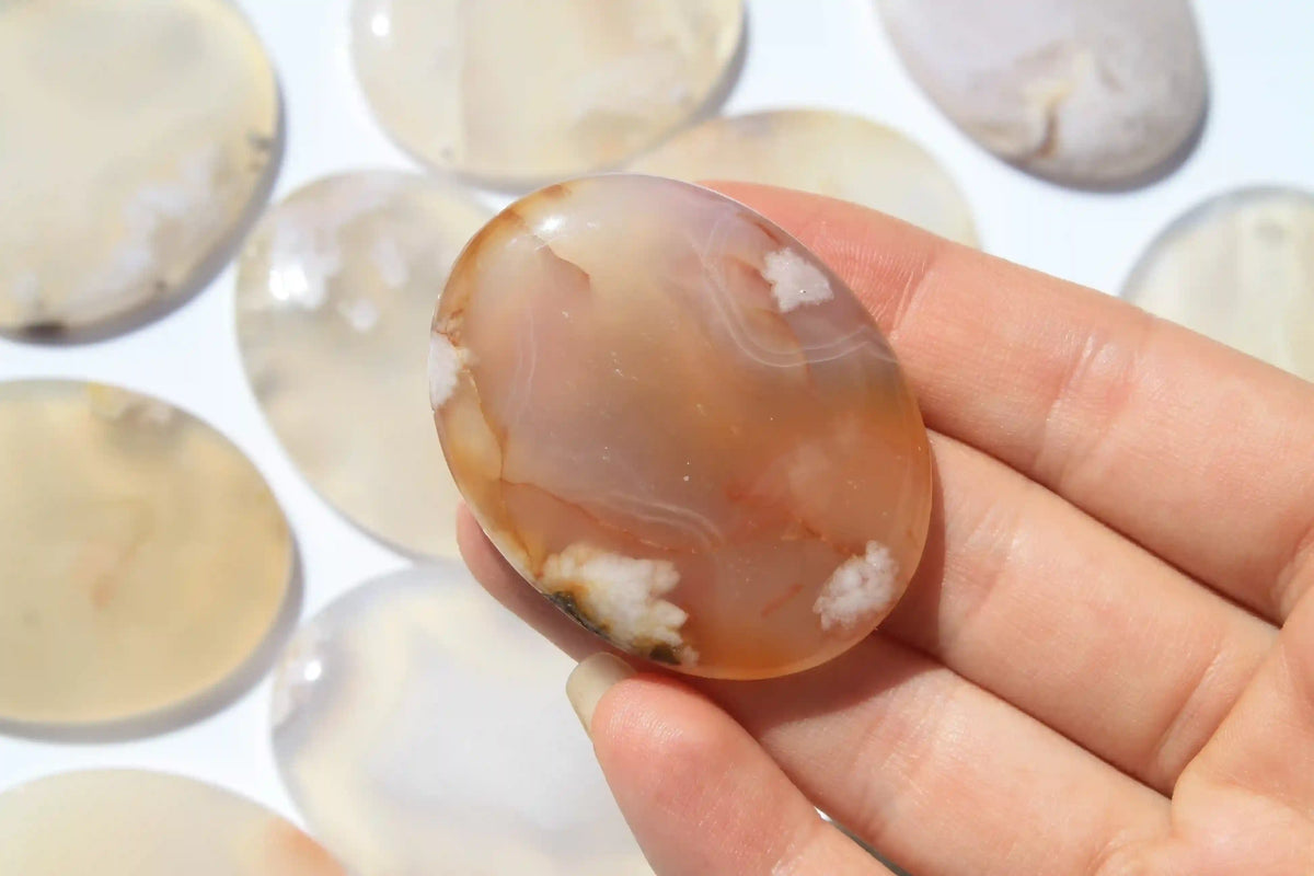 Sakura Flower Agate Worry Stone