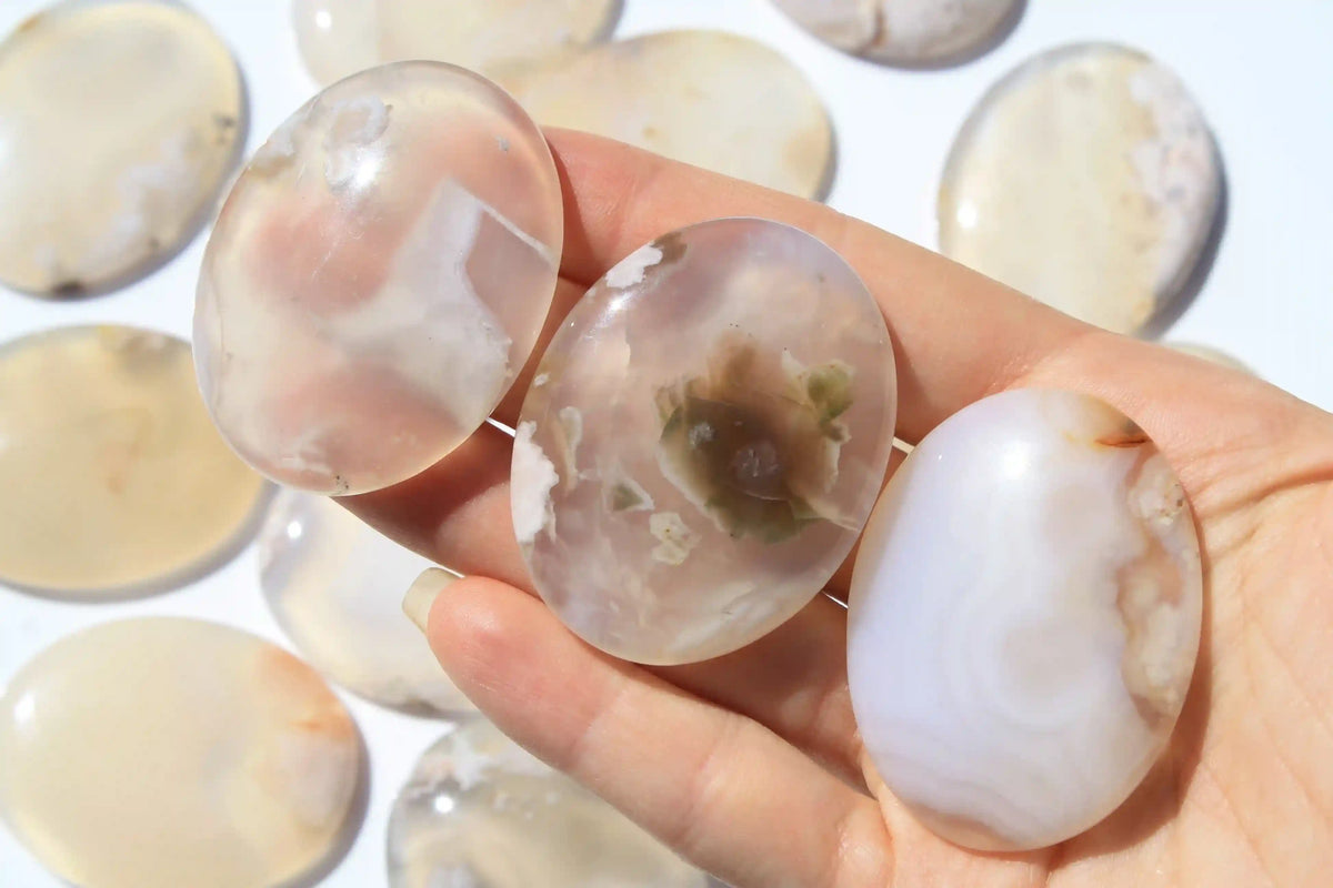 Sakura Flower Agate Worry Stone