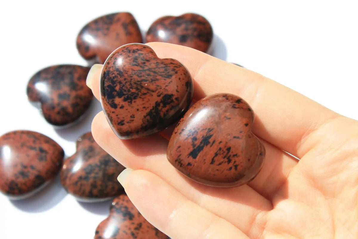 Mahogany Obsidian Hearts, Mahogany Obsidian Crystal, crystal heart. Canadian crystal shop, crystal healing, obsidian quartz, quartz