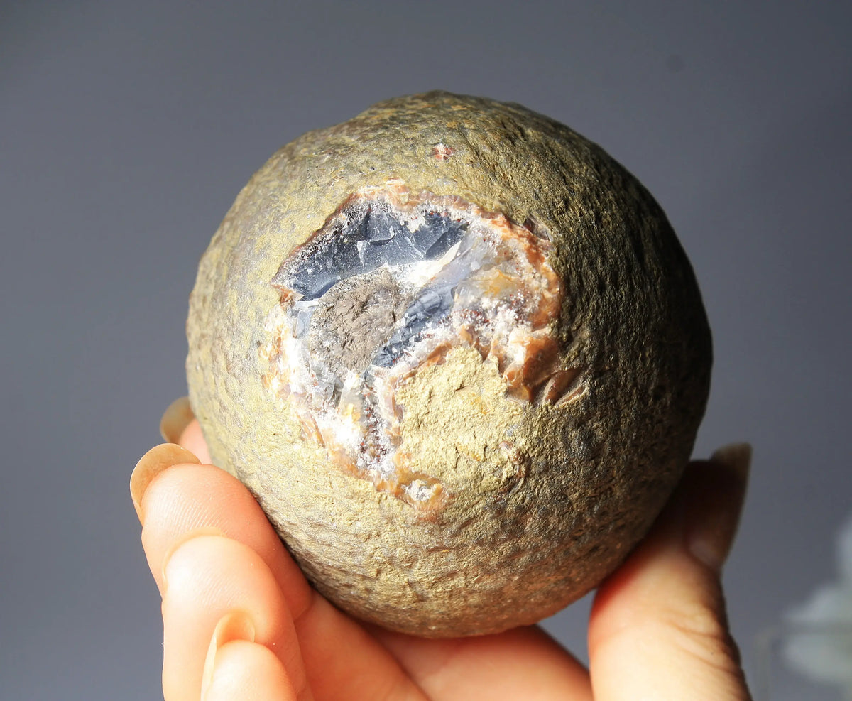 Banded blue Zhanguo agate featuring natural layered patterns and a polished finish
