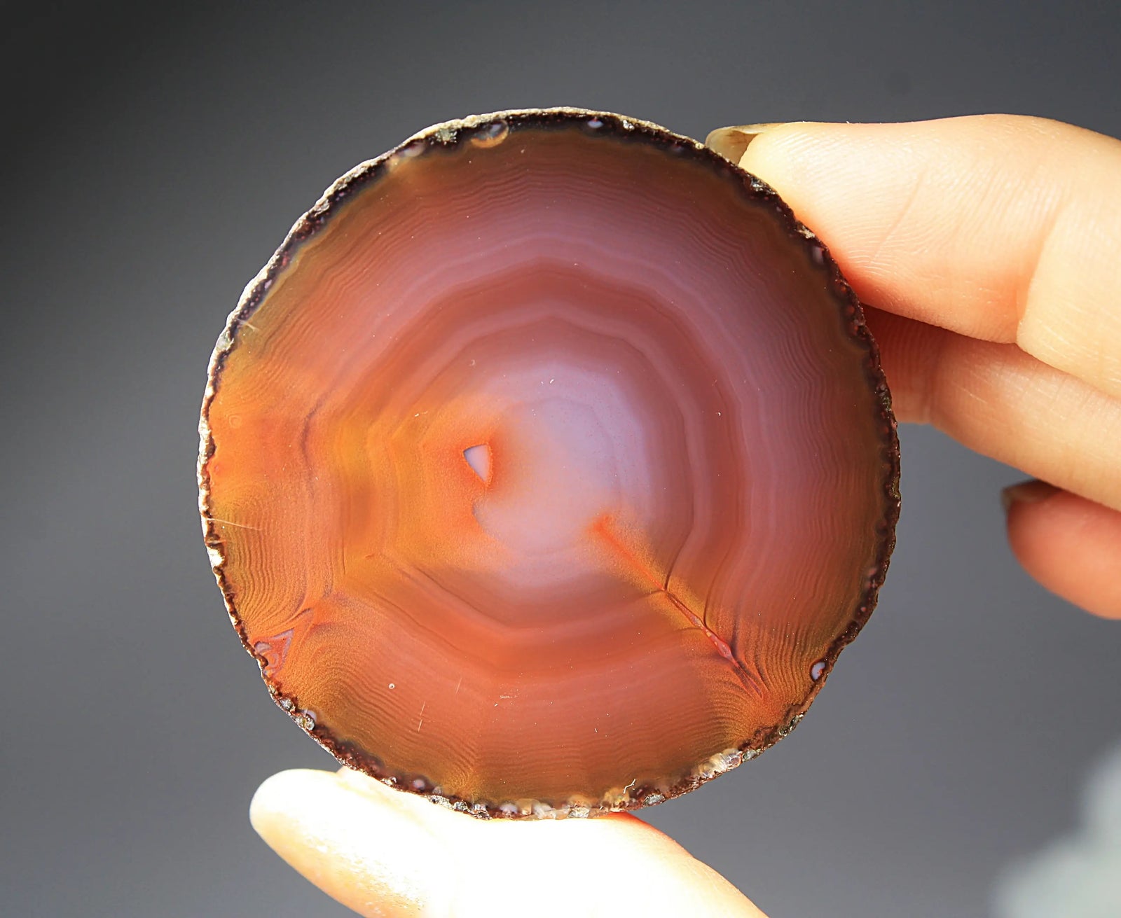 Unique deep purple and red Zhanguo agate pair with bold, layered bands