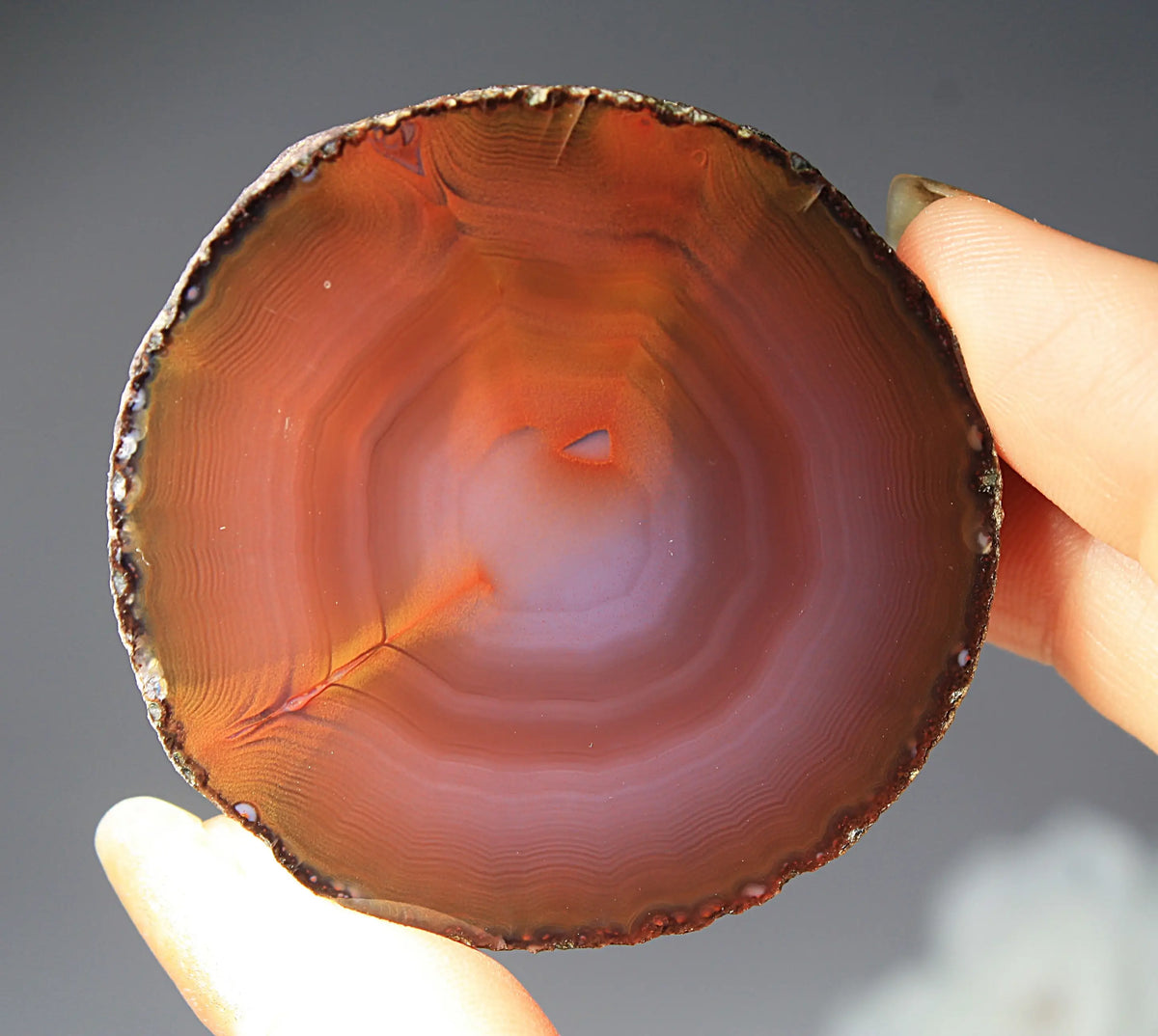 Unique deep purple and red Zhanguo agate pair with bold, layered bands
