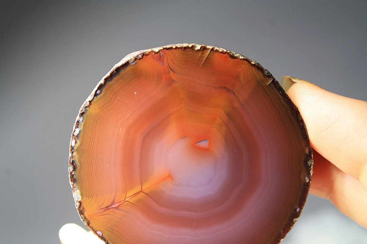 Unique deep purple and red Zhanguo agate pair with bold, layered bands