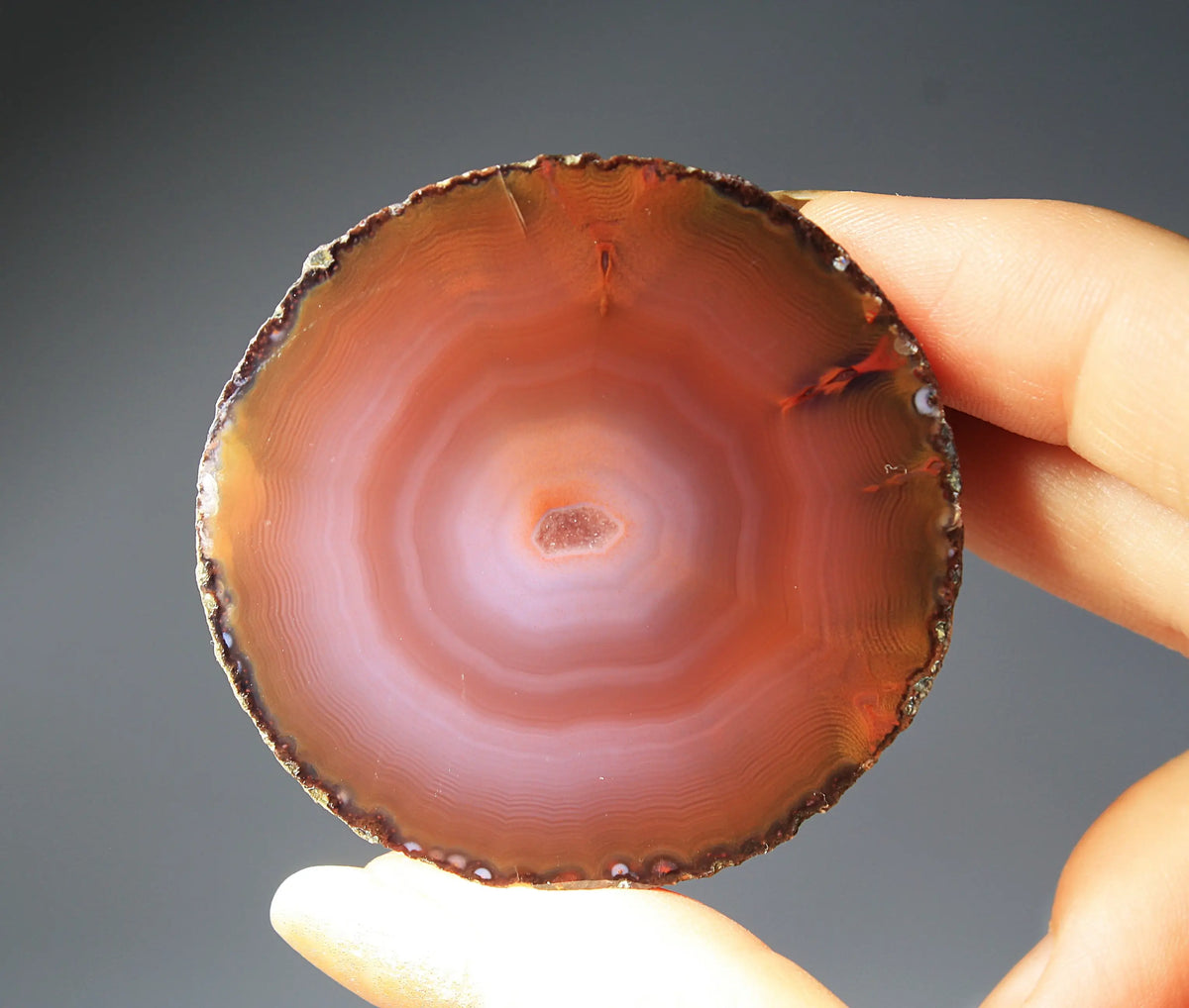 Unique deep purple and red Zhanguo agate pair with bold, layered bands