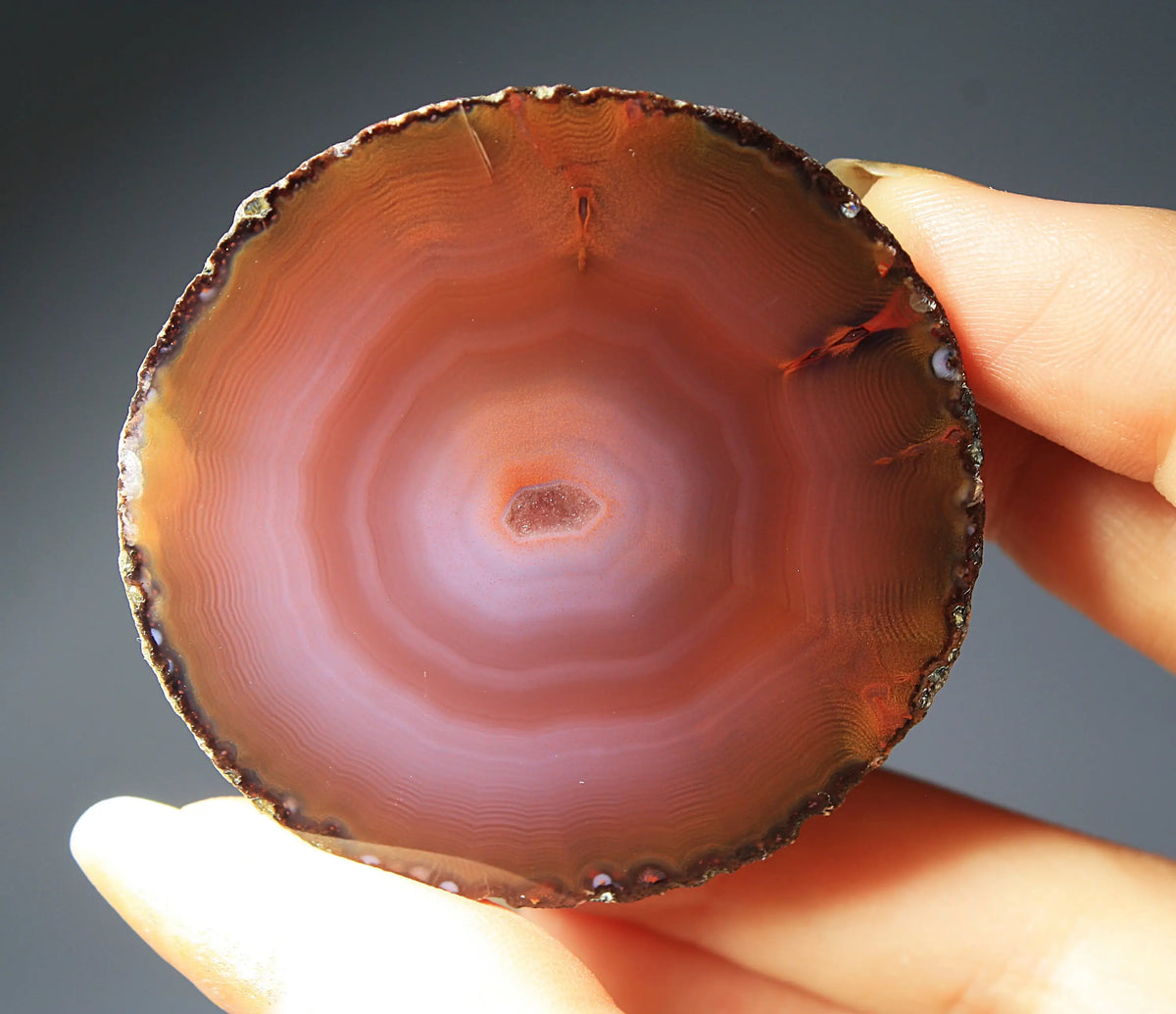 Unique deep purple and red Zhanguo agate pair with bold, layered bands