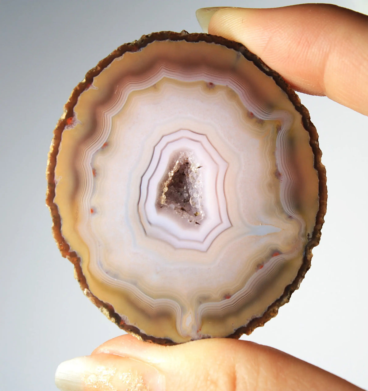 Rare pink Zhanguo agate pair featuring vivid, layered bands
