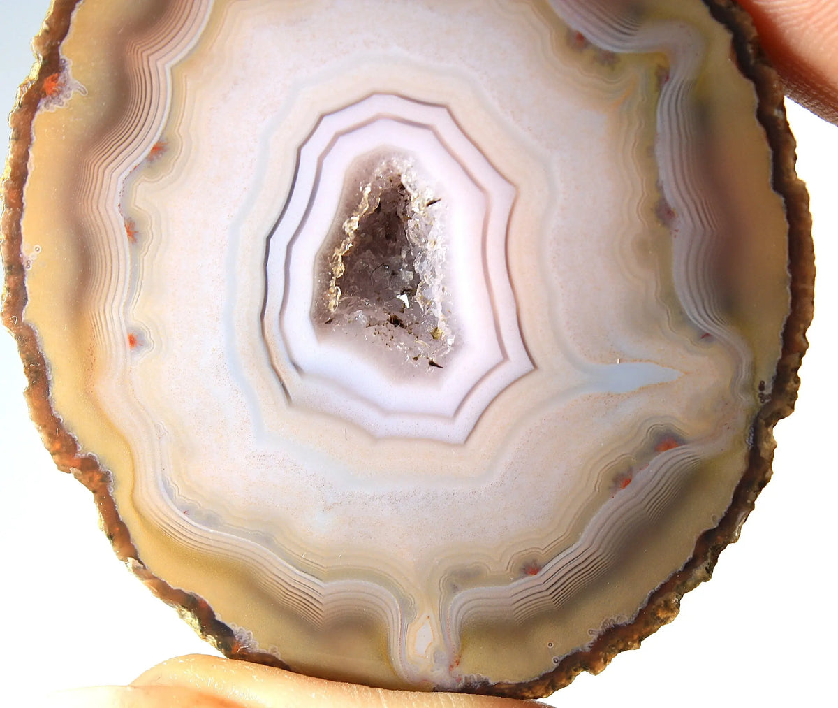 Rare pink Zhanguo agate pair featuring vivid, layered bands