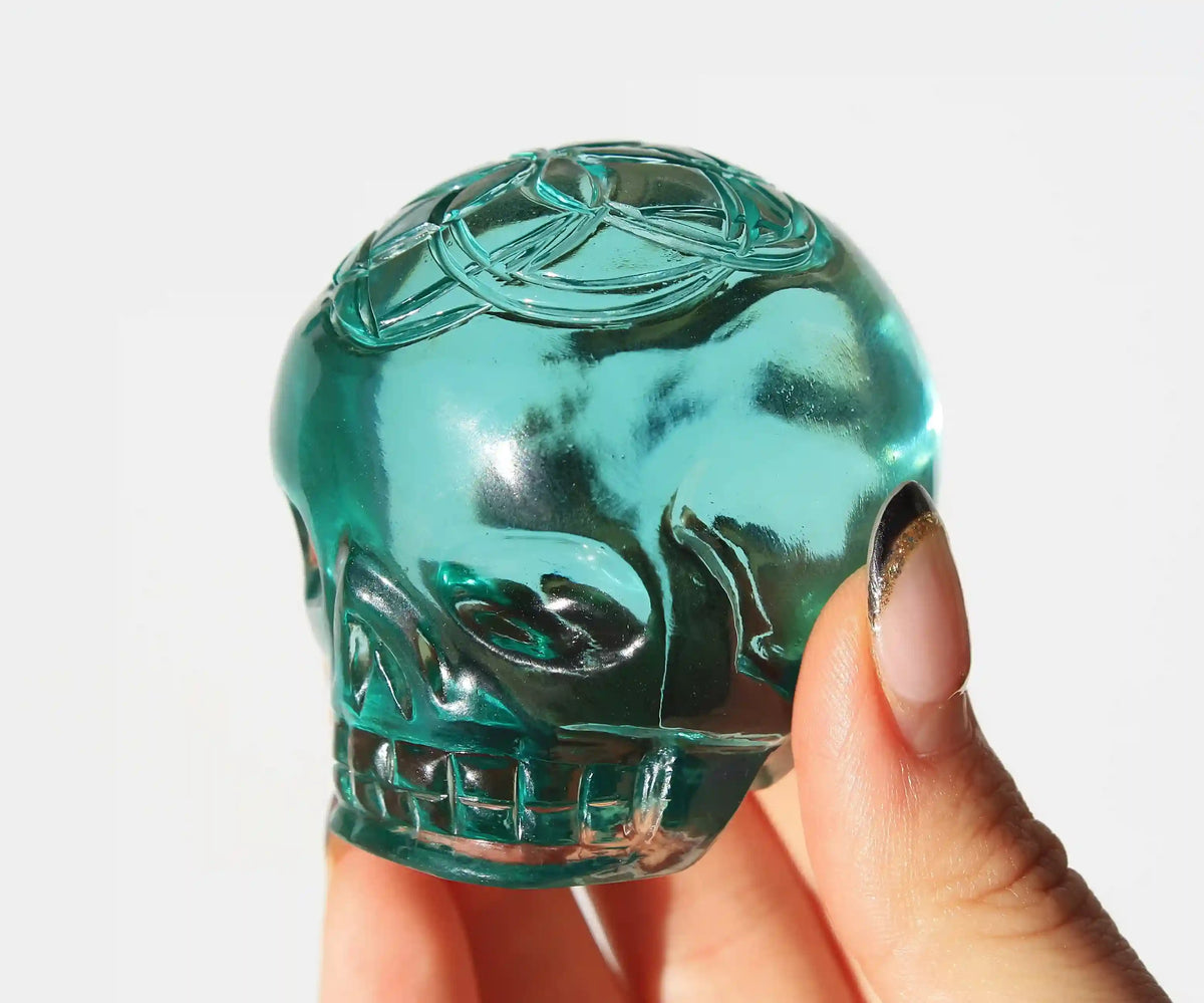obsidian flower of life crystal carving, vikas meena carving, blue obsidian, Canadian crystals, flower of life skull, obsidian crystal, Crystal Skull, blue obsidian skull, crystal skull