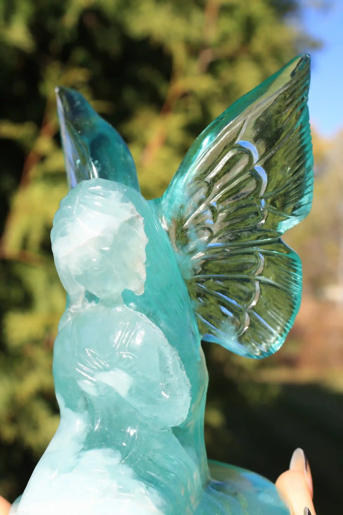Fairy carving, vikas meena carving, Blue obsidian, Canadian crystals, fairy crystal carving, fairy carved crystal, Fairy crystal, master carved crystal
