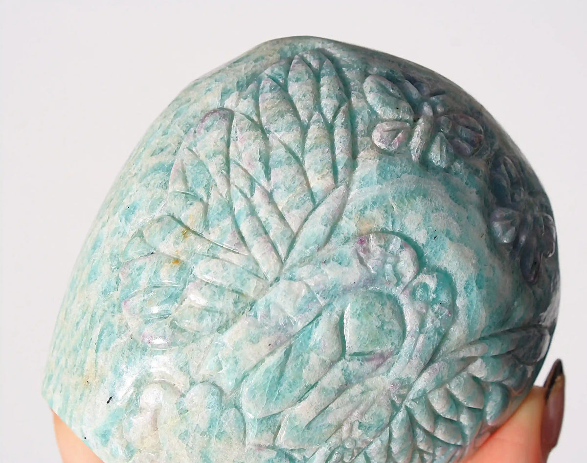 Fairy carving, vikas meena carving, Amazonite, Canadian crystals, fairy crystal carving, fairy carved crystal, Amazonite crystal