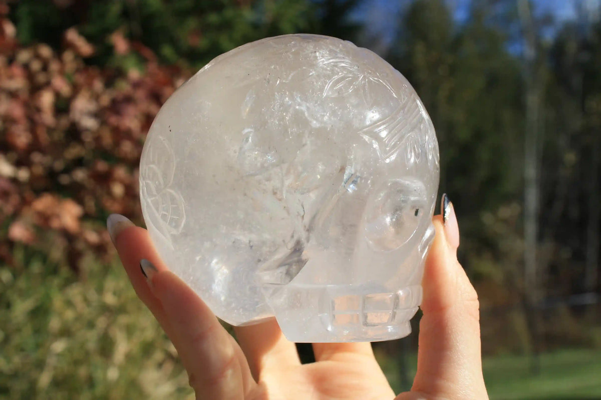 Fairy Engraved Himalayan Quartz Crystal Skull by Vikas Meena