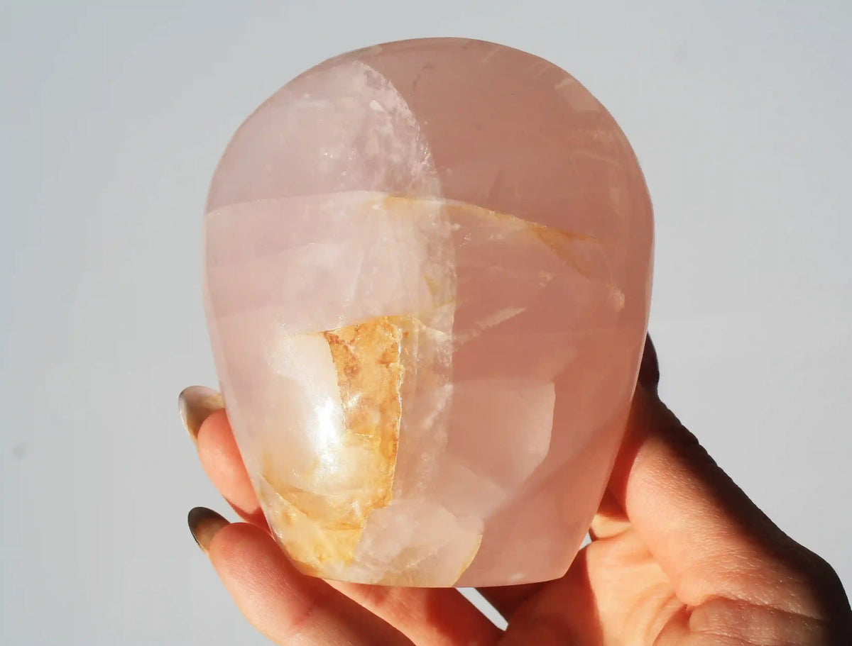 Fairy Rose Quartz Crystal Carving by Vikas Meena