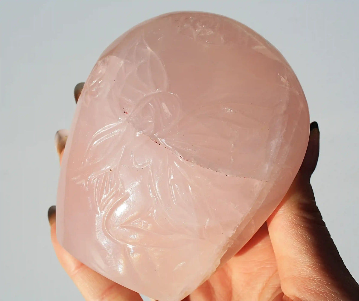 Fairy carving, vikas meena carving, Rose quartz, Canadian crystals, fairy crystal carving, fairy carved crystal, rose quartz fairy crystal 