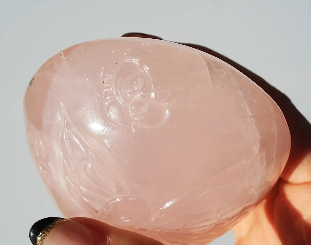 Fairy Rose Quartz Crystal Carving by Vikas Meena