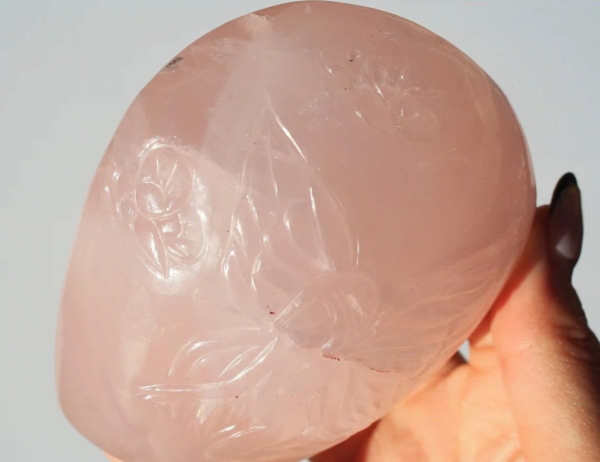 Fairy Rose Quartz Crystal Carving by Vikas Meena