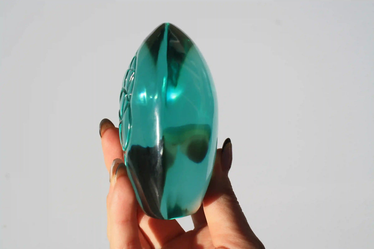 Flower of Life Obsidian Crystal Carving by Vikas Meena