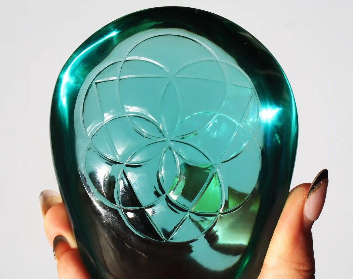 Flower of Life Obsidian Crystal Carving by Vikas Meena