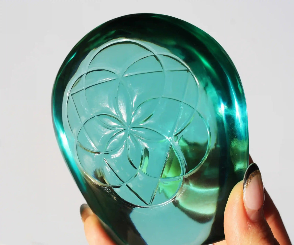 Flower of Life Obsidian Crystal Carving by Vikas Meena