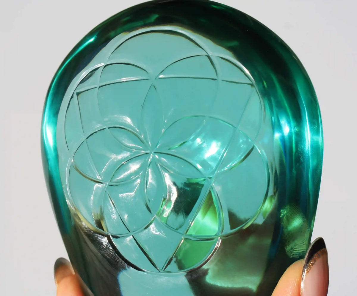 Flower of Life Obsidian Crystal Carving by Vikas Meena