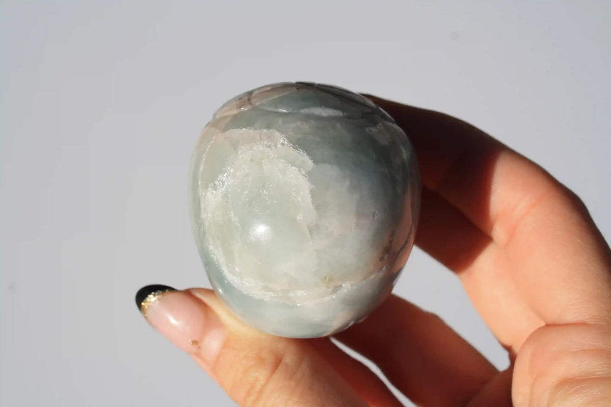 Flower of Life Aquamarine Skull Crystal Carving by Vikas Meena