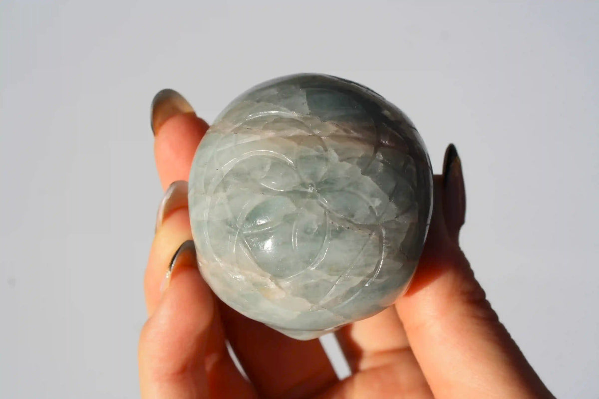 Aquamarine flower of life crystal carving, vikas meena carving, Aquamarine, Canadian crystals, flower of life skull, Aquamarine crystal, Crystal Skull, Aquamarine skull, crystal skull