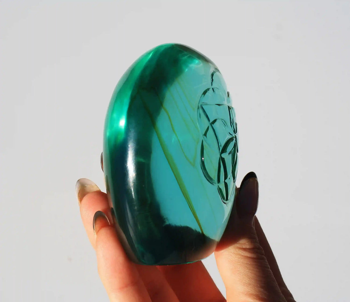 Flower of Life Obsidian Crystal Carving by Vikas Meena