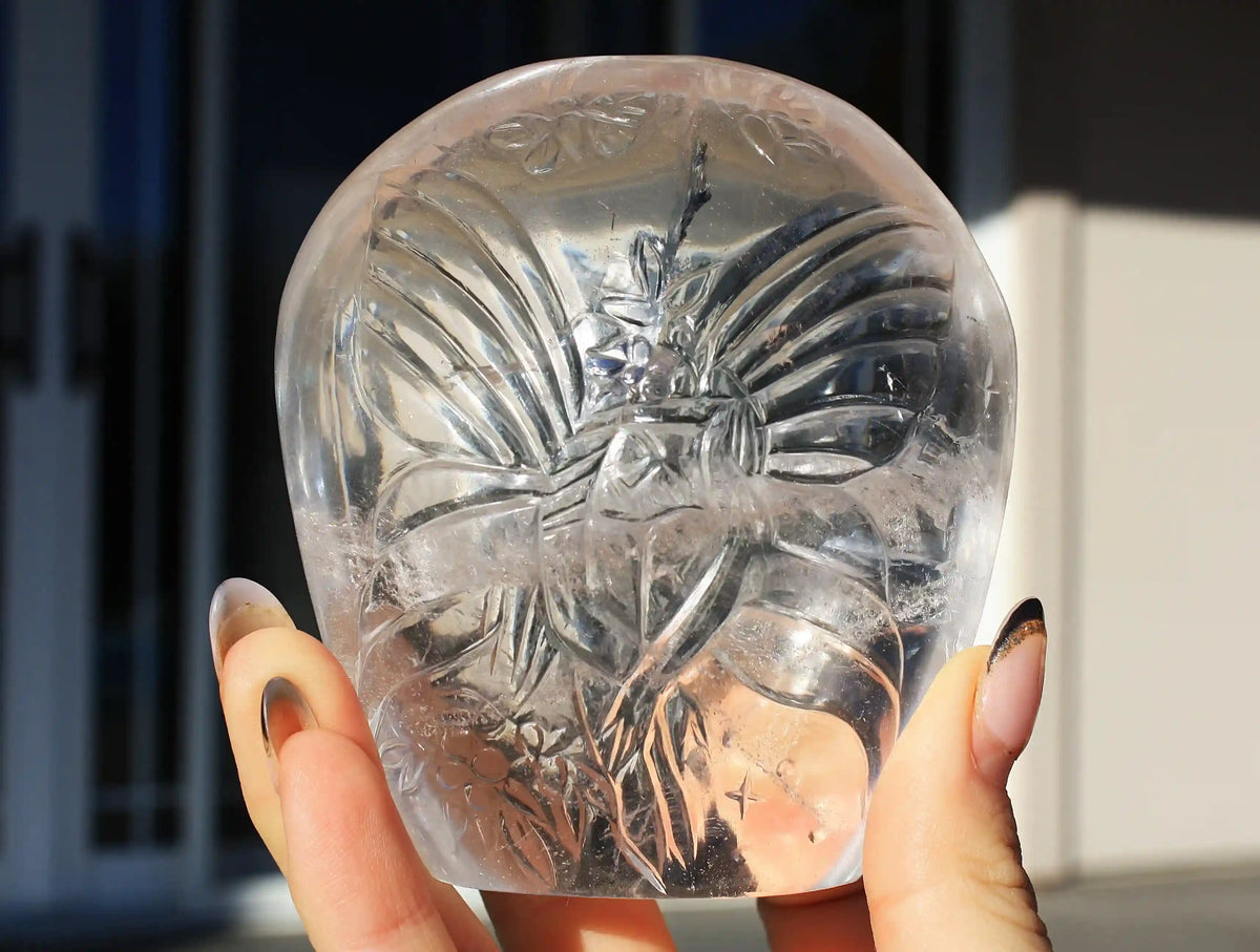 Fairy carving, vikas meena carving, Himalayan quartz , Canadian crystals, fairy crystal carving, fairy carved crystal 