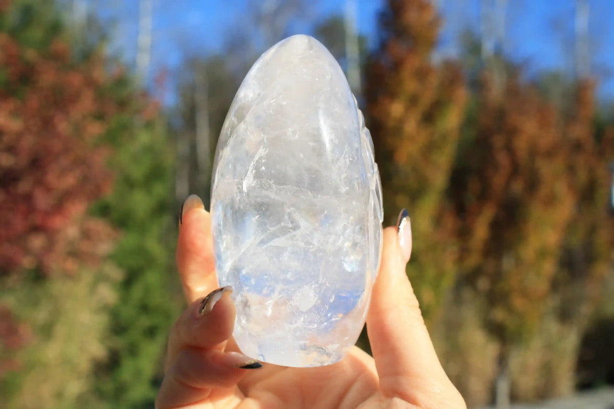 Flower of Life Himalayan Quartz Crystal Carving by Vikas Meena