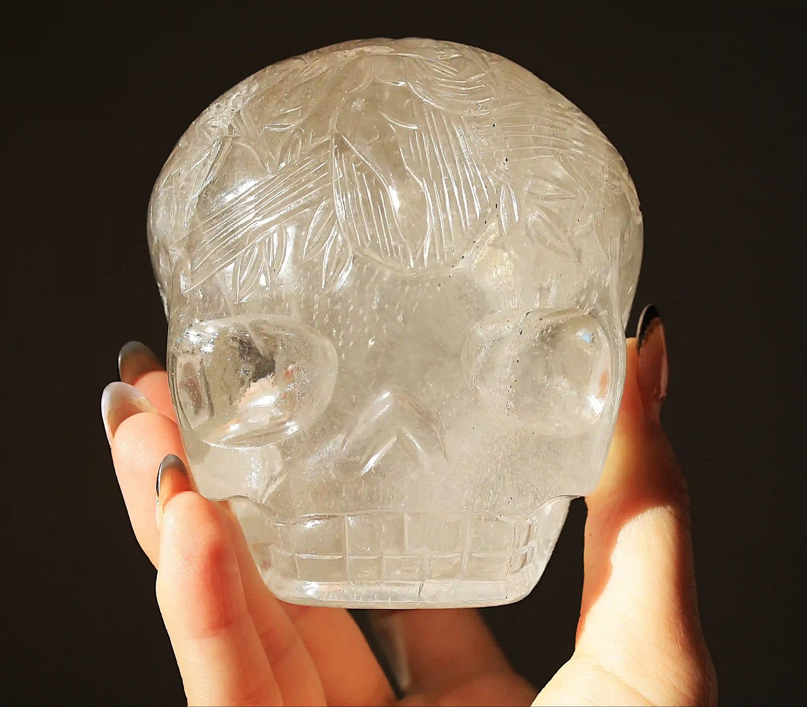 Fairy carving, vikas meena carving, Himalayan quartz , Canadian crystals, fairy crystal carving, fairy carved crystal, Crystal Skull with fairy design, crystal skull, fairy crystal skull