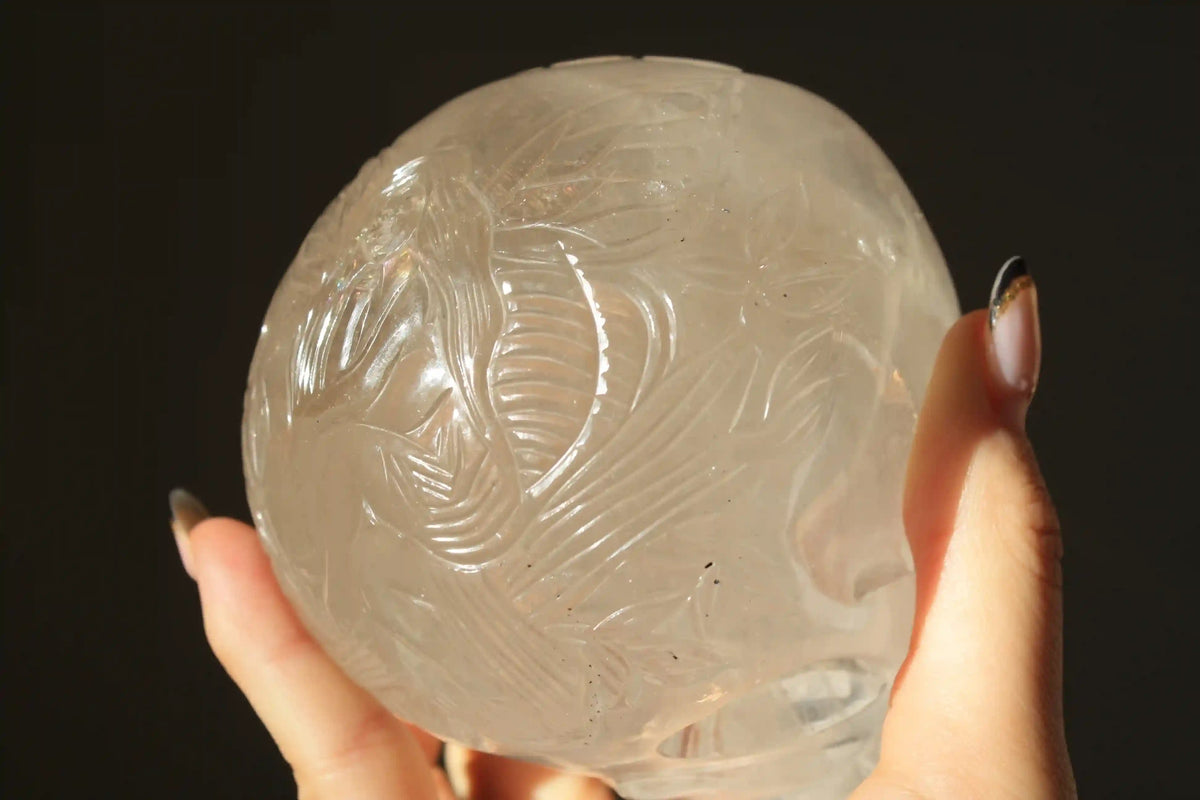Fairy Engraved Himalayan Quartz Crystal Skull by Vikas Meena