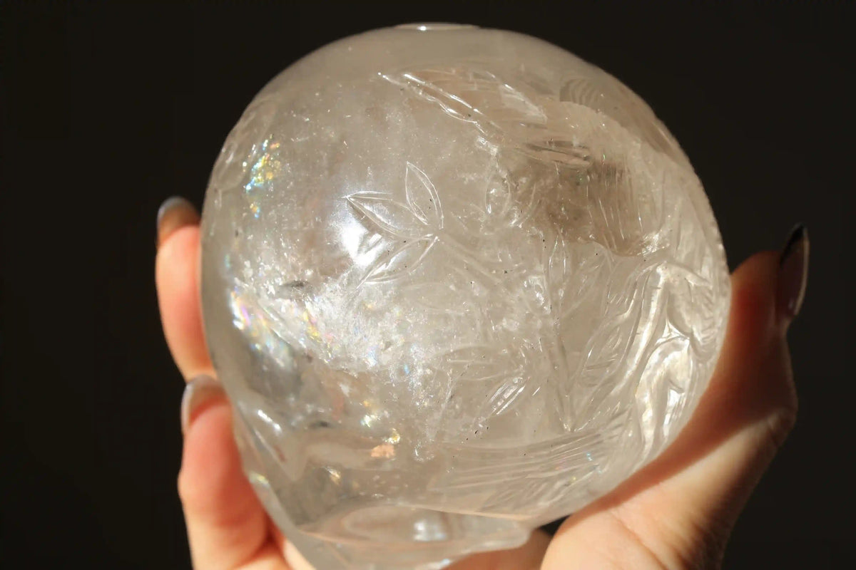 Fairy Engraved Himalayan Quartz Crystal Skull by Vikas Meena