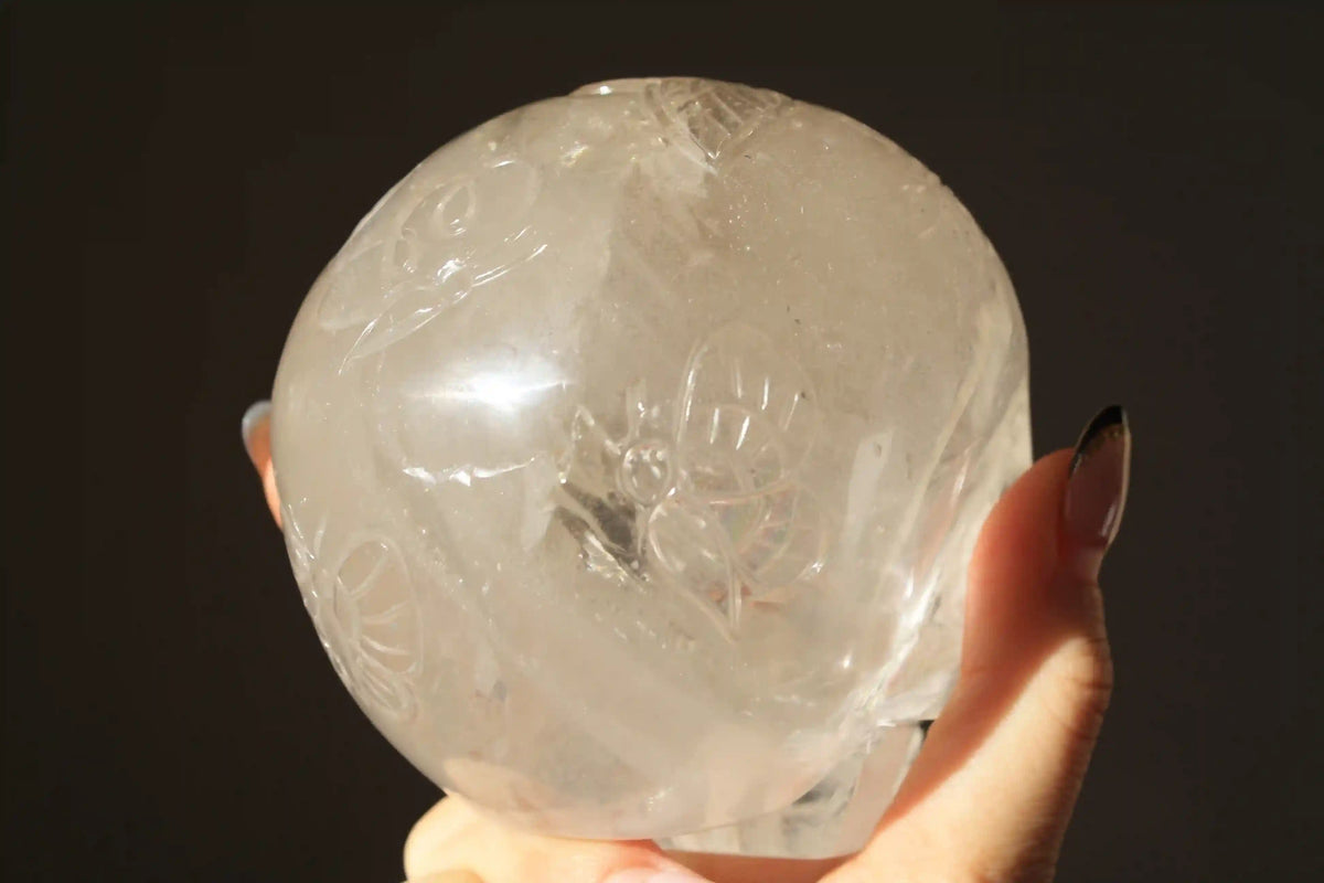 Fairy Engraved Himalayan Quartz Crystal Skull by Vikas Meena