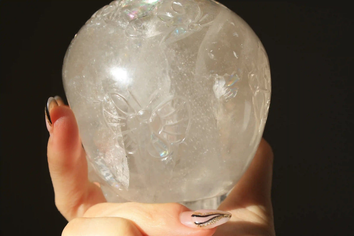 Fairy Engraved Himalayan Quartz Crystal Skull by Vikas Meena