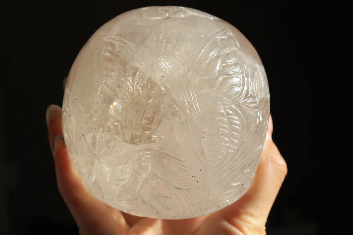 Fairy Engraved Himalayan Quartz Crystal Skull by Vikas Meena