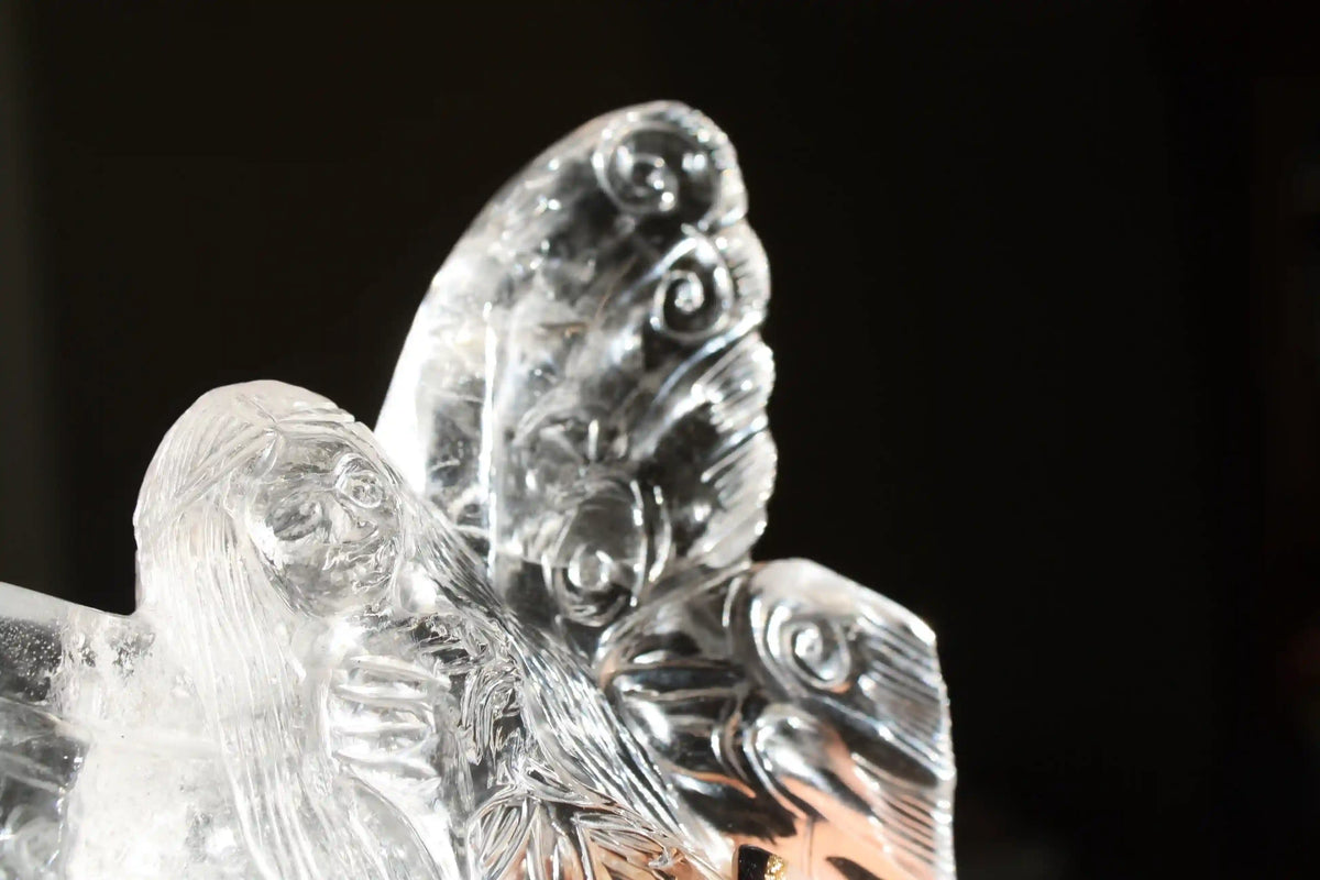Fairy carving, vikas meena carving, Himalayan quartz , Canadian crystals, fairy crystal carving, fairy carved crystal 