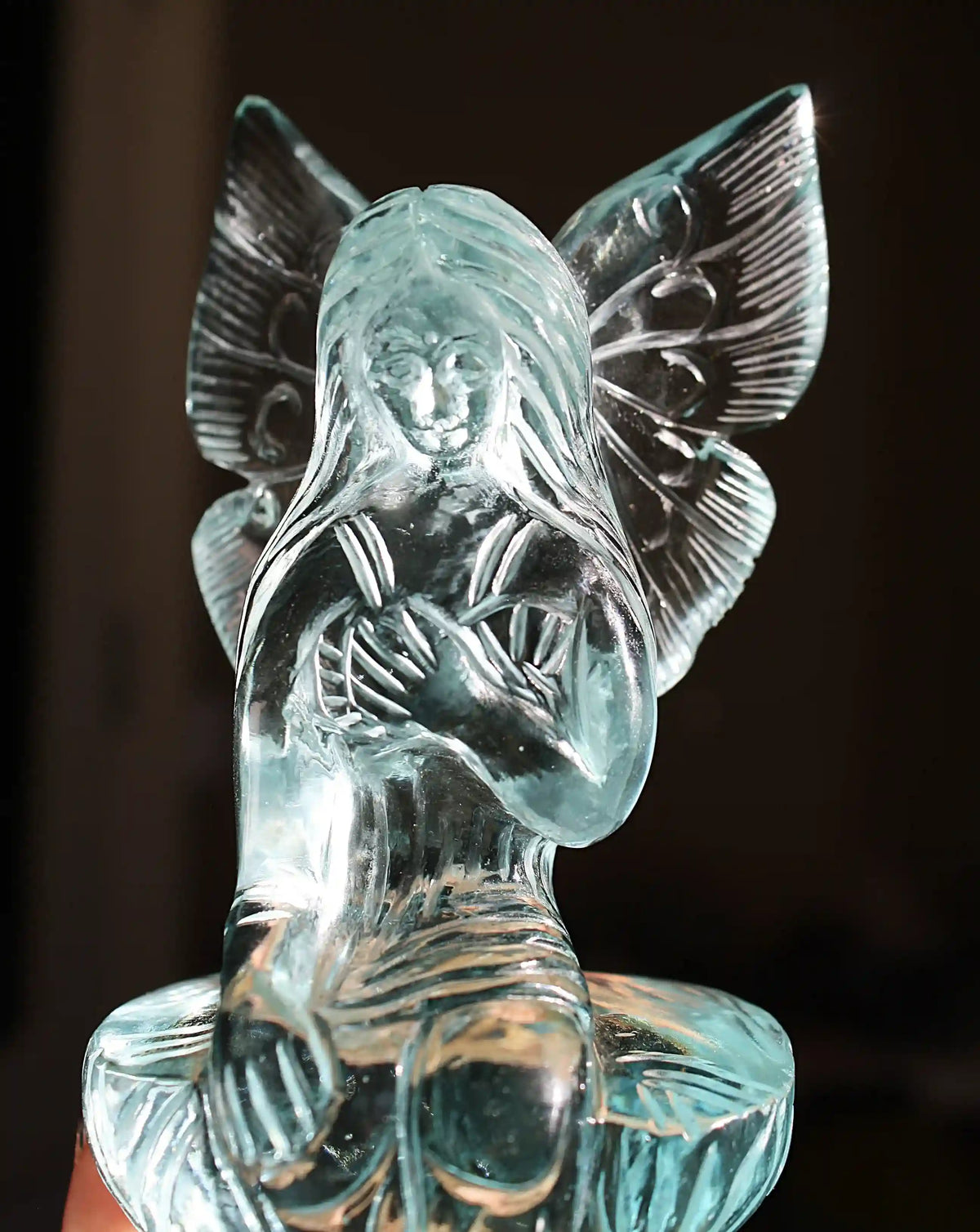 Fairy carving, vikas meena carving, Blue obsidian, Canadian crystals, fairy crystal carving, fairy carved crystal, Fairy crystal, master carved crystal