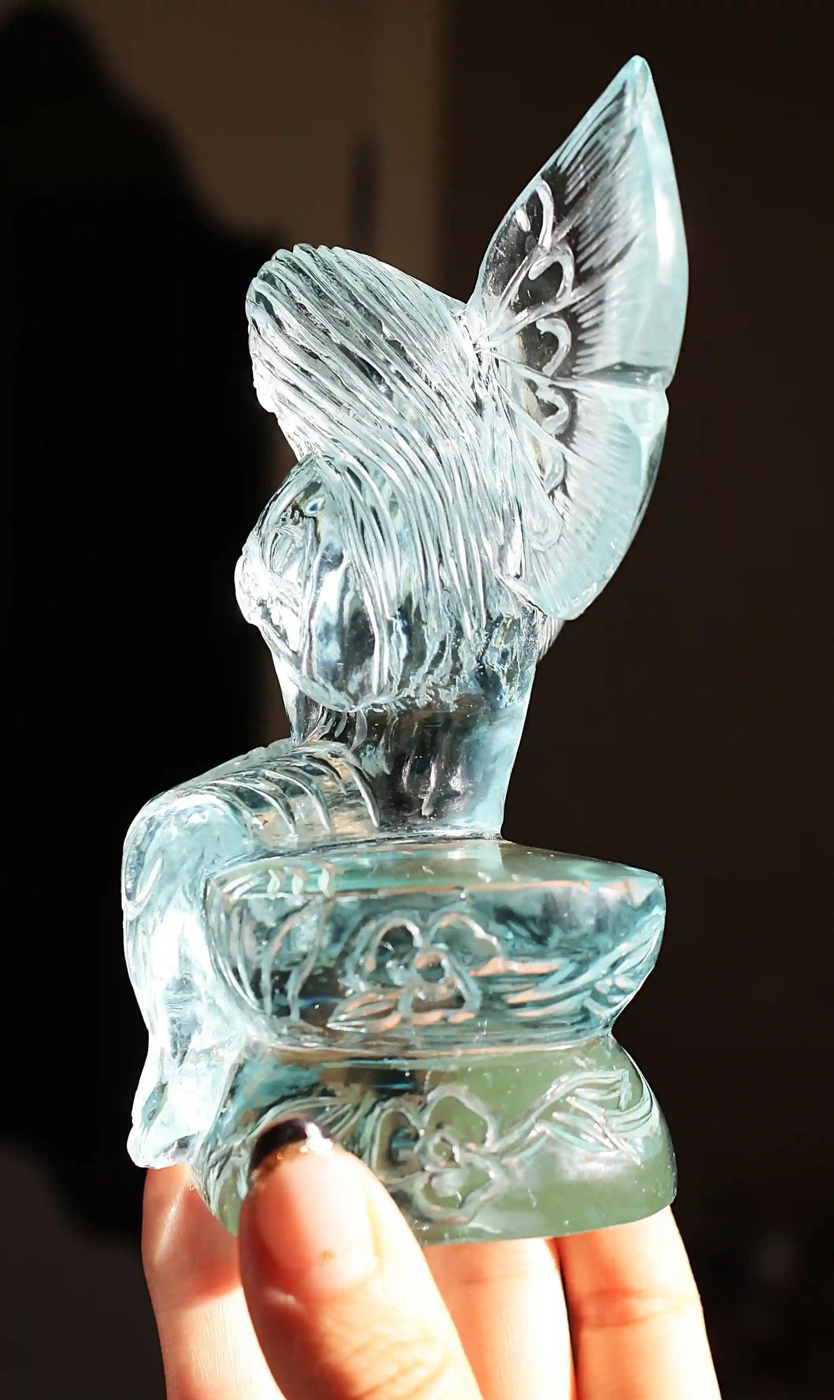 Fairy carving, vikas meena carving, Blue obsidian, Canadian crystals, fairy crystal carving, fairy carved crystal, Fairy crystal, master carved crystal