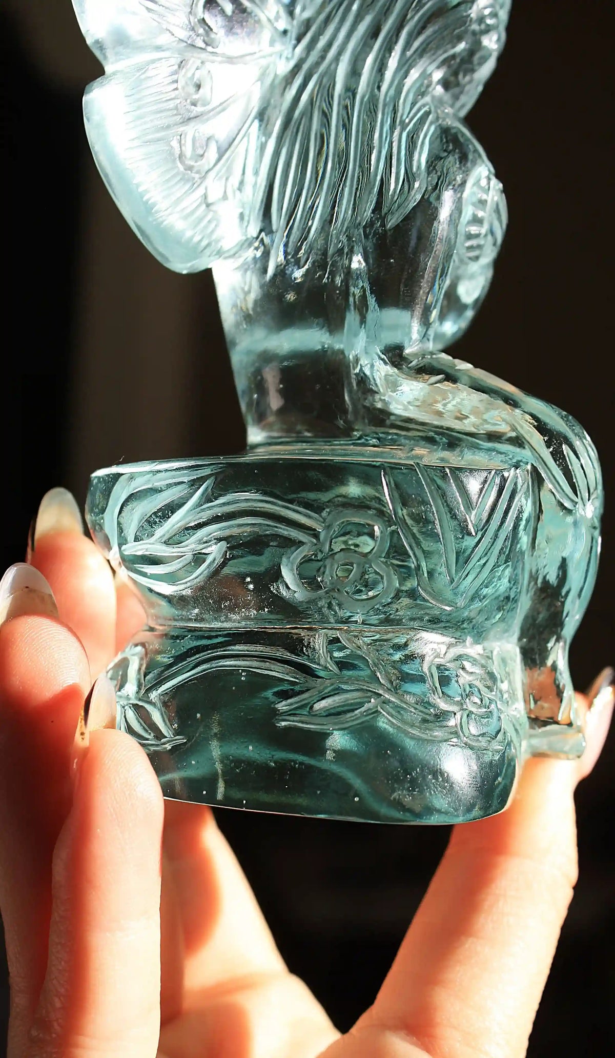 Light Blue Crystal Fairy Obsidian Carving by Vikas Meena
