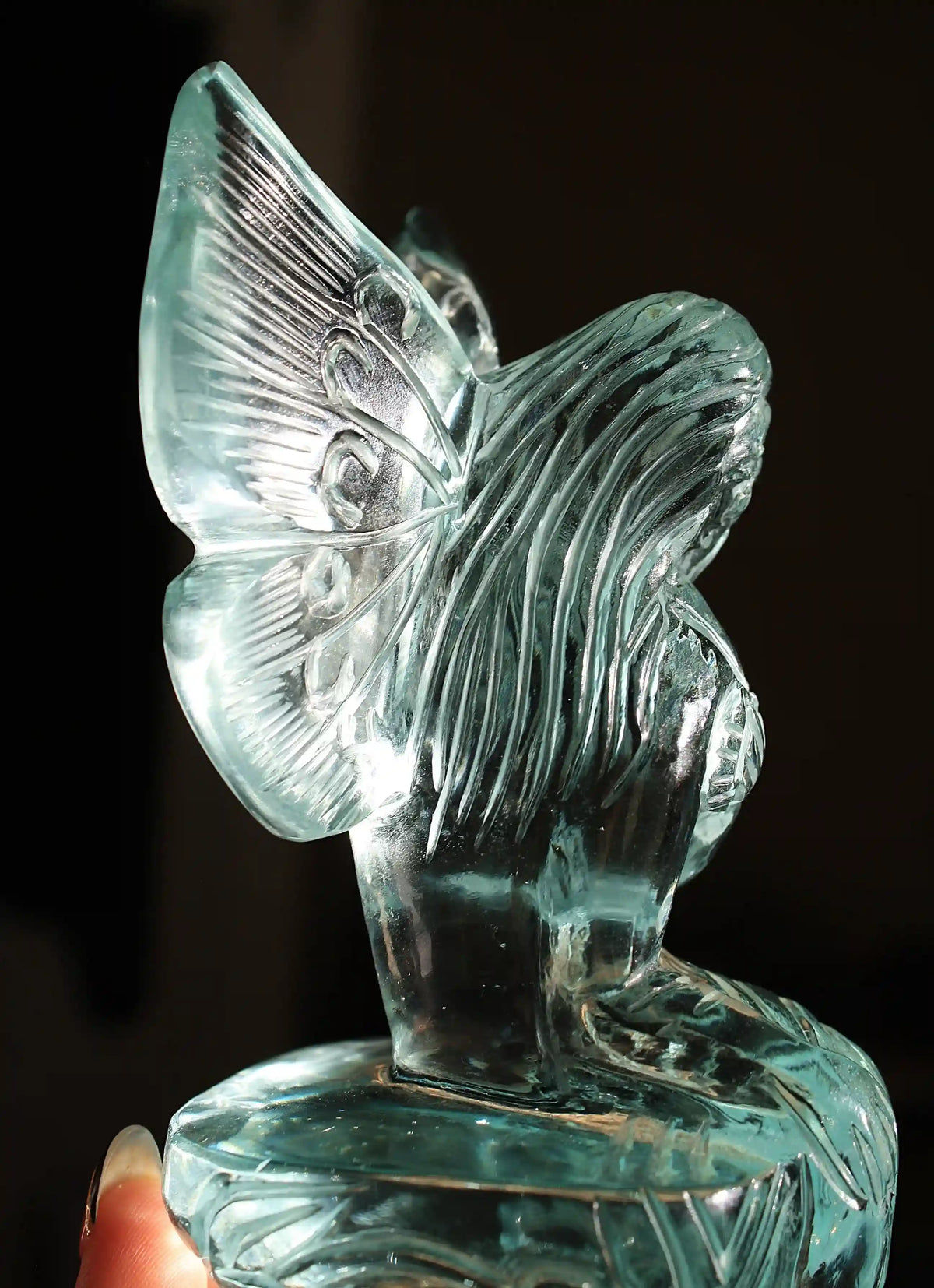 Fairy carving, vikas meena carving, Blue obsidian, Canadian crystals, fairy crystal carving, fairy carved crystal, Fairy crystal, master carved crystal