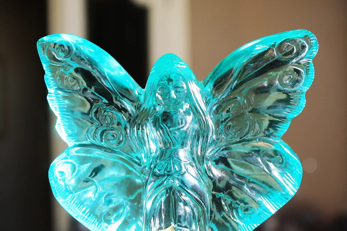 Blue Crystal Fairy Obsidian Carving by Vikas Meena