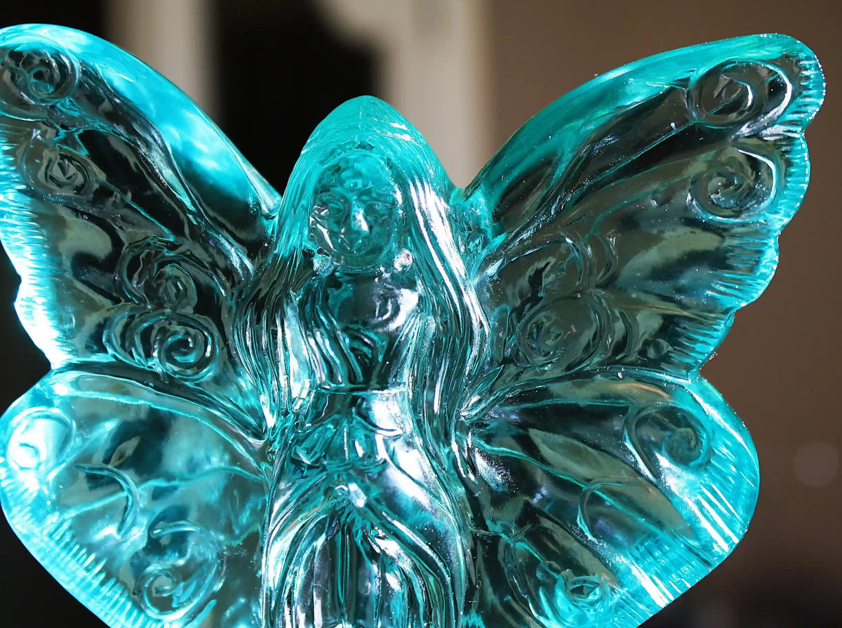 Blue Crystal Fairy Obsidian Carving by Vikas Meena