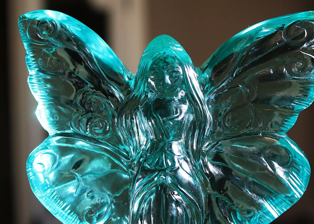 Blue Crystal Fairy Obsidian Carving by Vikas Meena