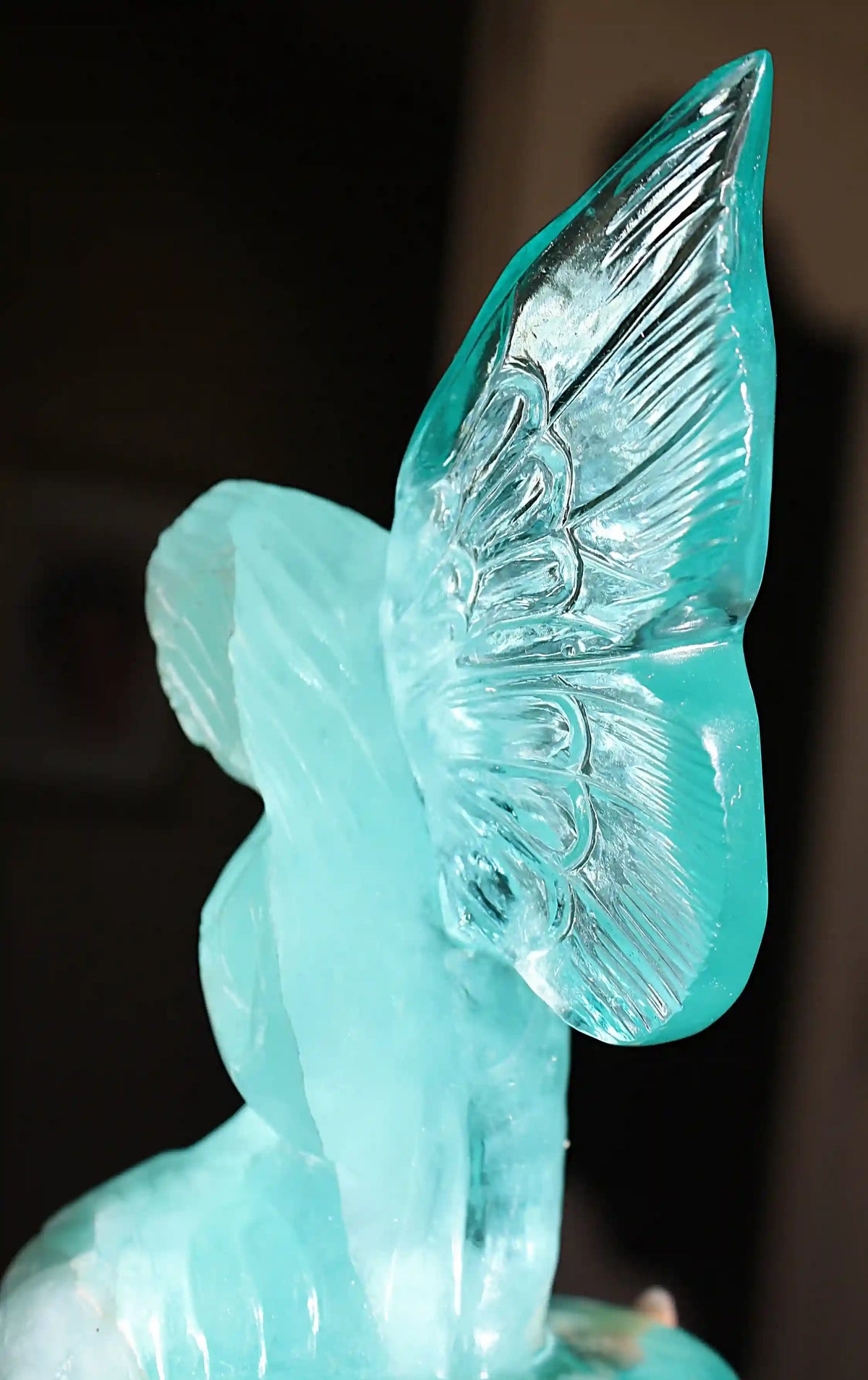 Light Blue Crystal Fairy Obsidian Carving by Vikas Meena