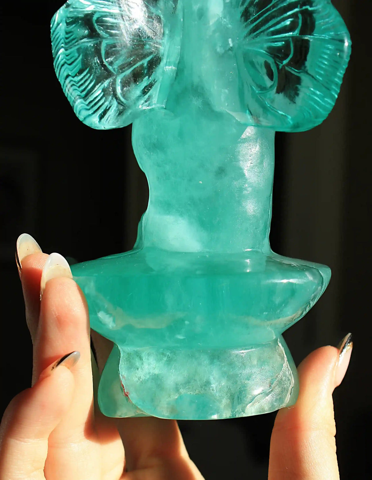 Light Blue Crystal Fairy Obsidian Carving by Vikas Meena