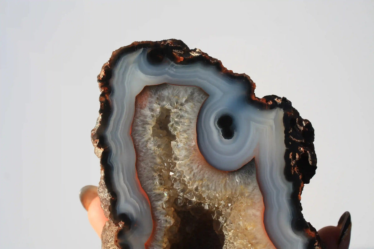 Rare Fire Fox Agate Geode Pair