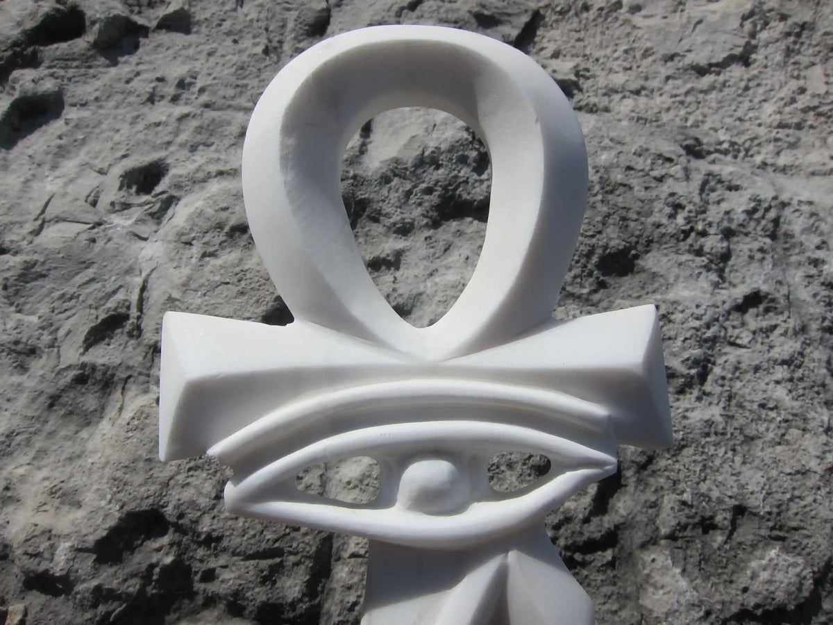 Authentic Isis Goddess Temple Stone Carved Ankh from Egypt