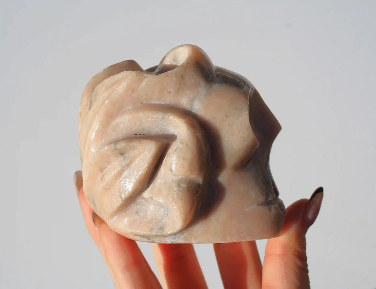 Lotus Flower Skull Authentic Isis Goddess Temple Stone from Egypt